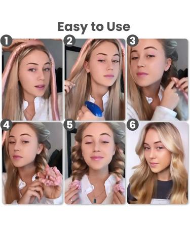 Heatless Curlers Headband Comfortable Silk Heatless Hair Curler for Sleeping Satin Heatless Curling Set for Long Short Medium Hair No Heat Curls Rod with Hairpin and Scrunchies DIY Hairstyles(Pink) - Buy Online on GoSupps.com