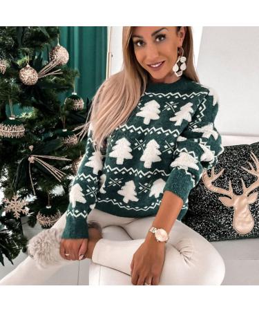 Shop Women's Christmas Sweater - Reindeer Knit Pattern Warm Cashmere Green 8XL | International Shipping Available - Buy Online on GoSupps.com