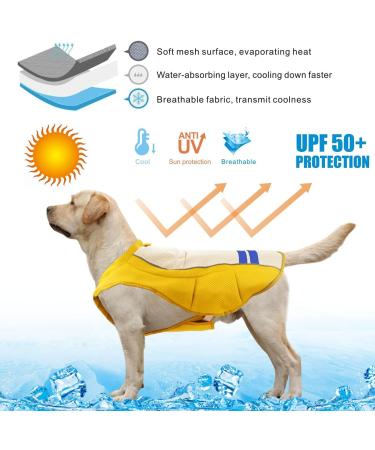 Shop MOSUCOURL Dog Cooling Vest | Summer Breathable Jacket for Outdoor Activities - Perfect for Hiking Training & Swimming (Yellow Size S) - Buy Online on GoSupps.com