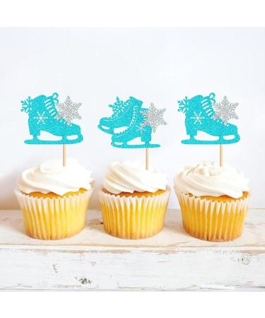 Keaziu 24 Pack Ice Skating Snowflake Cupcake Topper Ice Sports Theme Cupcake Decoration Skating Children Boy Girl Happy Birthday Party Decorations Supplies Blue 4 - Buy Online on GoSupps.com