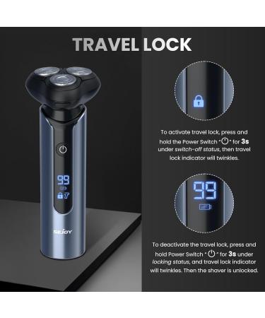 Electric Razor for Men Face Sejoy Electric Shaver Rechargeable Cordless 3D Floating Head UP to 180 Min Shaving Metallic IPX7 Waterproof Shaver - Buy Online on GoSupps.com