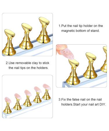 NAGE Display Stand - 2 Sets Magnetic Nail Practice Holder | DIY Nail Art & False Manicure Tool | Reusable Salon Exercise Stand - Buy Online on GoSupps.com