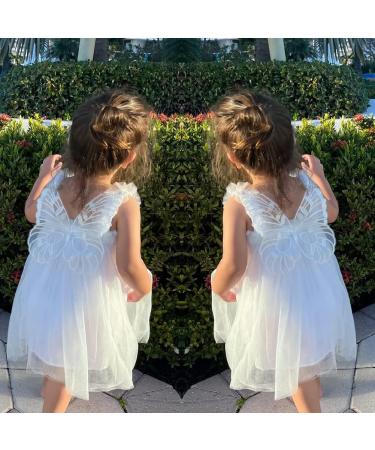 PythJooh Baby Girl Tulle Dress - Butterfly Wings Princess Tutu Dress, 3-4 Years, White - Buy Online on GoSupps.com