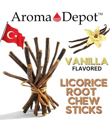 Aroma Depot Vanilla 8 oz. Flavored Licorice Root Chew Sticks for Humans. 100% Pure Natural | Oral Health & Fresh Bearth | Individual Sticks are 6.5-7 inches Long. Glycyrrhiza Glabra from Turkey. - Buy Online on GoSupps.com