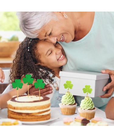 6 PCS St Patrick's Day Cupcake Toppers Glitter Clover Cupcake Picks St Patrick's Day Party Cake Decoration - Buy Online on GoSupps.com