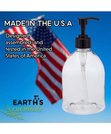 Earth's Essentials Designer Pump Bottles - 16 oz (2 Pack) | Refillable for Hand Soap, Lotion, Shampoo & Massage Oil | Shatterproof PET Plastic - Buy Online on GoSupps.com