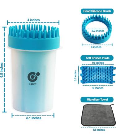 Coality Dog Paw Cleaner - Portable Silicone Paw Cleaner for Dogs | Removes Mud, Muck & Dirt | Includes Lanyard, Microfiber Towel & Bathing Brush | Essential for Pet Owners - Buy Online on GoSupps.com