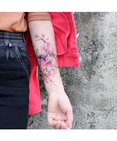 Oottati 8 Sheets Pink Flower Rose Waterproof Temporary Tattoo Stickers | Stylish & Long-Lasting Arm Jewelry for Women - Buy Online on GoSupps.com