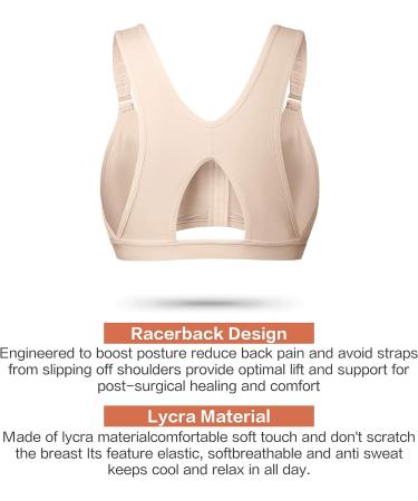SHAPERX Women's Post-Surgery Front Closure Sports Bra - Beige, Medium - Buy Online on GoSupps.com