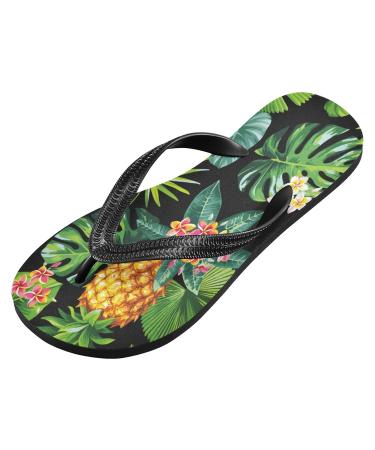 Mnsruu Tropical Palm Leaf Flamingo Flip Flops - Multi-Color Sandals for Home Hotel Spa & Travel - XS for Men & Women - Buy Online on GoSupps.com