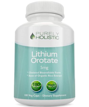 Lithium Orotate 5mg, 180 Vegetarian Lithium Capsules, Supplement Lithium Orotate 5mg, 180 Vegetarian Lithium Capsules, Helps Maintain Healthy Mood, Behavior, Memory and Wellness