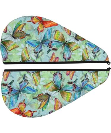 Retro Seamless Flying Butterflies Microfiber Hair Towel | Soft Super Absorbent Hair Wrap for Women | Quick Dry Cap for Long Curly & Thick Hair - Buy Online on GoSupps.com
