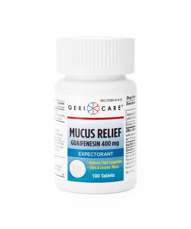 Mucus Relief Tablets by Geri-Care | Expectorant for Chest Congestion Relief | Guaifenesin 400mg | 100 Count Bottle 100 Count (Pack of 1)