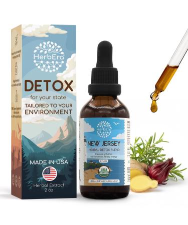 HerbEra New Jersey Herbal Detox Blend - USDA Organic Extract Made in USA | Immune & Liver Support Liquid Drops | Astragalus Dandelion Root Ginger Milk Thistle Chaparral | 2 fl oz