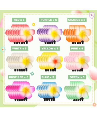 48 Pack Hawaiian Flower Hair Clips - 1.97 Inch Artificial Plumeria Hair Clip Set for Women & Girls - Luau Party Favors & Wedding Accessories - Beach Hair Decorations - 9 Colors - Buy Online on GoSupps.com