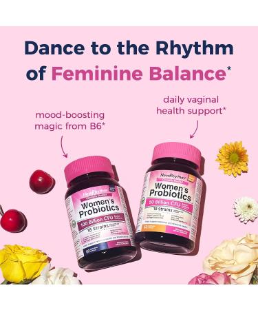 NewRhythm Probiotics for Women P-5-P Vitamin C & Organic Cranberry 100 Billion CFU 18 Strains Prebiotics & Probiotics Vaginal Probiotics for Digestive Health & PH Balance 60 Capsules No Dairy - Buy Online on GoSupps.com