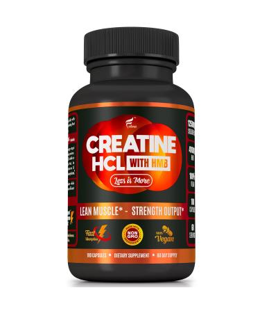 Creatine HCL Capsules with HMB - Workout Supplement for Men & Women, Muscle Builder, Endurance, Strength, Superior to Monohydrate: Instantized for Max Absorption, No Load, No Bloat, 180 Vegan Capsules