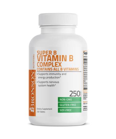 Bronson Vitamin B Complex (Vitamin B1 B2 B3 B6 B9 - Folic Acid B12) 250 Tablets 250 Count (Pack of 1) - Buy Online on GoSupps.com
