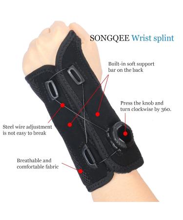SONGQEE Carpal Tunnel Wrist Support Brace - Adjustable Wrist Splint for Arthritis, Tendonitis, Pain Relief - Left Hand Knob Design - Reduce Recovery Time - Men/Women (Black) - Buy Online on GoSupps.com