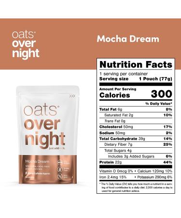 Oats Overnight Mocha Dream 16 Pack - High Protein Low Sugar Breakfast with Coffee - Gluten Free High Fiber Non GMO Oatmeal 2.7oz per pack - Buy Online on GoSupps.com