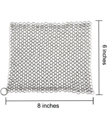 Efaithtek 8x6 Stainless Steel Cast Iron Cleaner - Premium Chainmail Scrubber for Cookware - Square 8x6 Inch - Buy Online on GoSupps.com