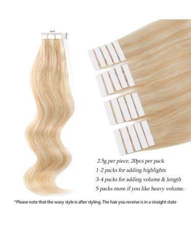 Shop Real Hair Tape In Extensions - Invisible Dirty Blonde & Platinum Beach Blonde #P18-613 - 35 cm | Premium Quality International Shipping - Buy Online on GoSupps.com