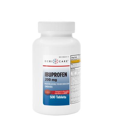 GeriCare Ibuprofen 200mg, Pain Reliever, Fever Reducer, Relieves Body Aches, 500 Count (Pack of 1)