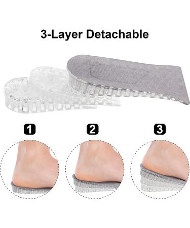 Invisible Height Increase Insoles - 2 Pairs Heel Lift Inserts with 3-Layer Support | Height-Adjustable Shoe Pads for Foot Cushioning - Gray - Buy Online on GoSupps.com