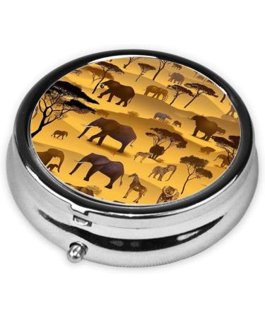 Shop African Grassland Animals Portable Metal Pill Box - Travel-Friendly 3-Compartment Design for Small Pills - Buy Online on GoSupps.com