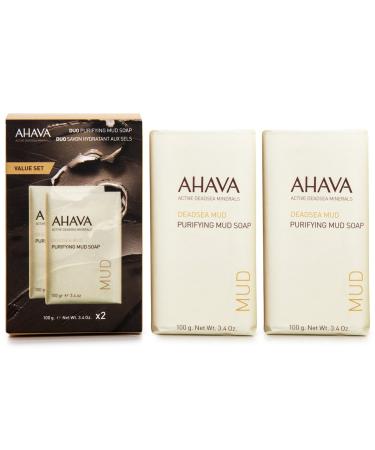 AHAVA Purifying Mud Soap Duo Set - Soap-Free Bar for Body and Face - Gentle Soap for Men and Women - 3.4 Ounce (Pack of 2) - Buy Online on GoSupps.com
