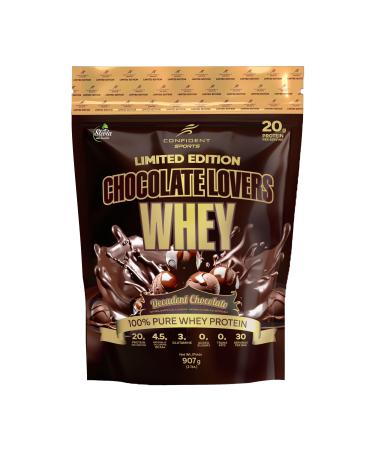 CONFIDENT SPORTS CHOCOLATE LOVERS WHEY 100% Pure Whey Protein 20g of delicious protein per serving DECADENT CHOCOLATE - 2 Pound 30 Servings