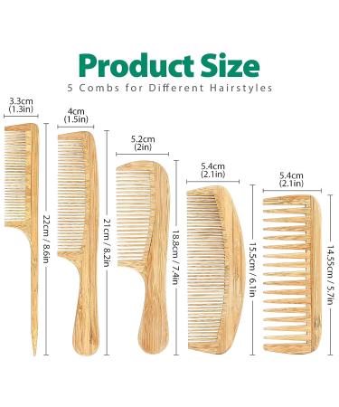 Natural Bamboo Hair Combs Set - Wide & Fine Tooth Styling Comb for Men & Women - Handmade Anti-Static Hairbrush - Heat Resistant Detangling Comb - SouxMux Gift Kit - Buy Online on GoSupps.com