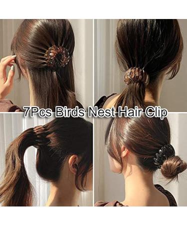 7pcs Zabernim Hair Holder Birds Nest Magic Hair Clip for Women - Expandable Velvet Bun Claw for Girls - Vintage Ponytail Holder Hairpin Buckles - Buy Online on GoSupps.com