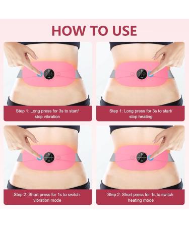 Portable Cordless Electric Waist Belt Device, Fast Heating Pad for Cramps - 3 Heating Levels & 3 Vibration Massage Modes - Menstrual Belly Heating Pad for Women & Girls - Pink - Buy Online on GoSupps.com
