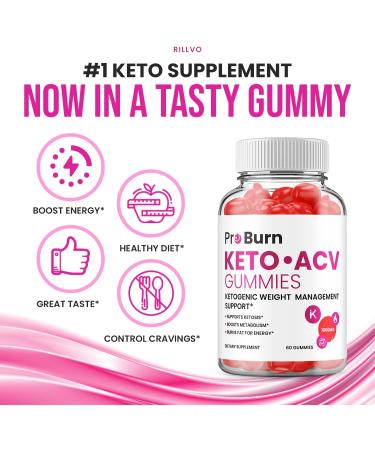 (2 Pack) Pro Burn Keto Plus ACV Gummies with B12, Beet Root Juice - 120 Gummies - Buy Online on GoSupps.com