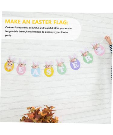 Warmhm Paper Easter Banner 3 Pcs Easter Flag Spring Baby Paper The Sign Easter Paper Bunting 17.5X10CMx3pcs Colorfulx3pcs - Buy Online on GoSupps.com