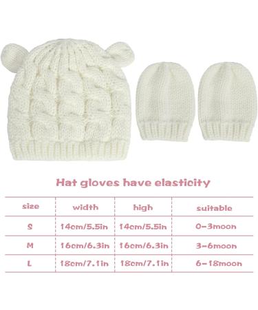 XYIYI Newborn Baby Winter Beanie Hat Mitten Set - Infant Toddler Knitted Hat Glove Set for Boys Girls 6-18 Months - White - Buy Online on GoSupps.com