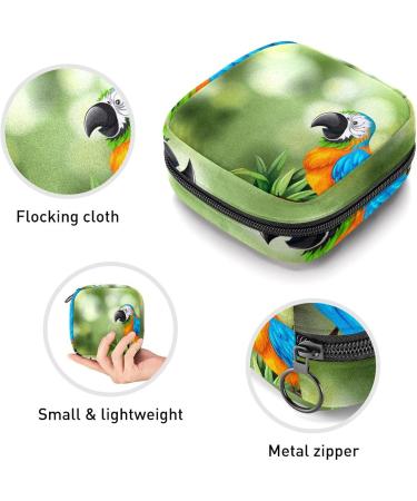 Women's Parrot Pattern Portable Period Kit - Bonds Storage Pockets Holder for Feminine Products - Buy Online on GoSupps.com