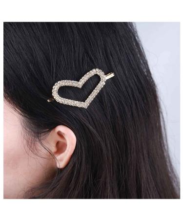 Inilbran Vintage Crystal Heart Hair Clips Gold Cz Rhinestone Wedding Hair Barrettes Vintage Rhinestone Heart Hairpin Barrette Sparkly Cz Hair Pins Hairclip Decorative Bobby Pins Crystal Headpieces