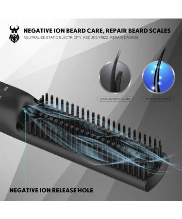 Vikicon Electric Beard Straightener for Men - Quick Heating Mini Brush Comb for Smooth Styling of Long & Short Beards - Ionic Hair Iron Black - Buy Online on GoSupps.com
