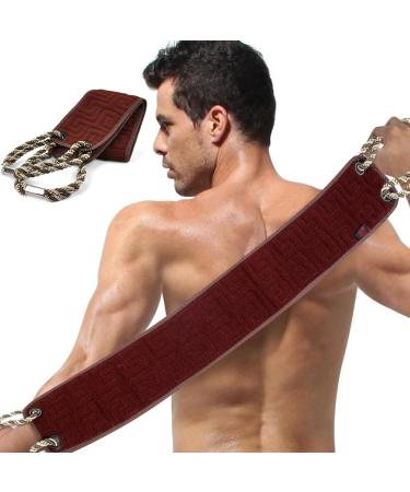 Uraqt Back Scrubber - Double-Sided Peeling Washcloth for Effortless Dead Skin Removal | Shower Essential with Handles (Brown) - Buy Online on GoSupps.com