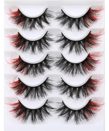 False Eyelashes Fluffy Mink Lashes Wispy Colored Lashes Red Strip Lashes Pack by Kiromiro (Red) 2-Red - Buy Online on GoSupps.com