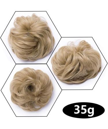Short Messy Hair Bun Scrunchie in Ash/Blond - 35g Hairpiece Updo Ribbon Ponytail Extensions - Buy Online on GoSupps.com