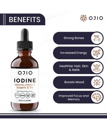 Ojio Iodine Original Formula Lugol's 2.2% - 2 Fl Oz | Best Quality Iodine Supplement - Buy Online on GoSupps.com