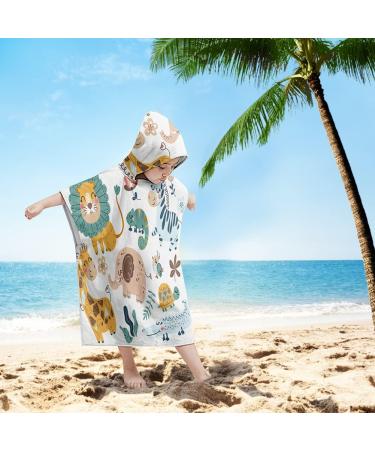 Buy Gukasxi Kids Bathing Poncho Towel | Hooded Swim Robe 65x75 cm | Absorbent Beach Towel for Boys & Girls | Colorful Forest Animals Design - Buy Online on GoSupps.com