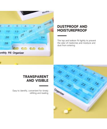 31-Day Pill Organizer - Large 4-Day Pill Box with Travel Case for Vitamins & Supplements | Blue - Buy Online on GoSupps.com