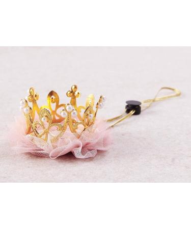 Nishine Gold & Silver Crown Headband for Dogs & Cats - Pink Tulle Mesh Tiara Hairband for Pet Costumes & Parties - Buy Online on GoSupps.com