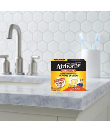 Airborne 1000mg Vitamin C with Zinc, Sugar-Free Immune Support Supplement - 30 Fizzy Tablets - Zesty Orange Flavor - Buy Online on GoSupps.com