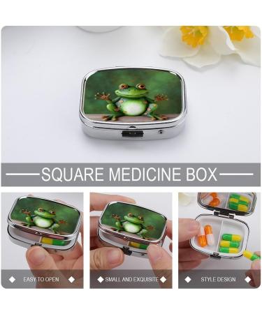 Welcome Frog Print Pill Box | 2 Compartment Medicine Organizer | Decorative Metal Pill Case for Pocket & Purse - Buy Online on GoSupps.com