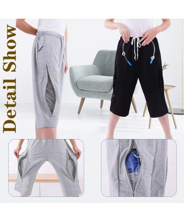 Lmaray Catheter Leg Bag Cropped Trousers - Holds 2x 2000ml Bags Nephrostomy Foley Suprapubic & Biliary - Medium Black - International Shipping Available - Buy Online on GoSupps.com